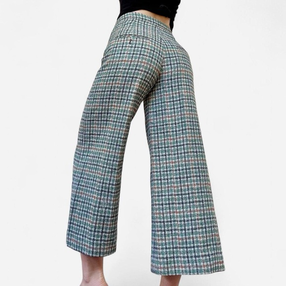 Isabel Marant green prince of wales checkered wide leg pants - Picture 1 of 8